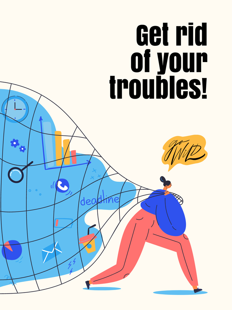 Motivational Phrase about Getting Rid of Problems Poster US tervezősablon