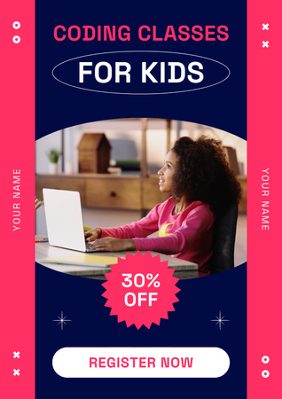 Designvorlage Kleines Mädchen im Programmierunterricht für Poster