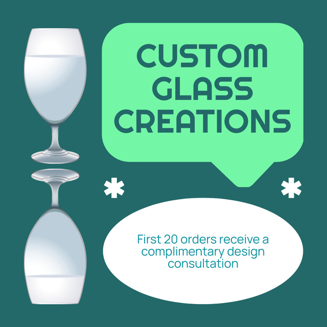 Ad of Custom Glass Creations with Wineglasses Instagramデザインテンプレート