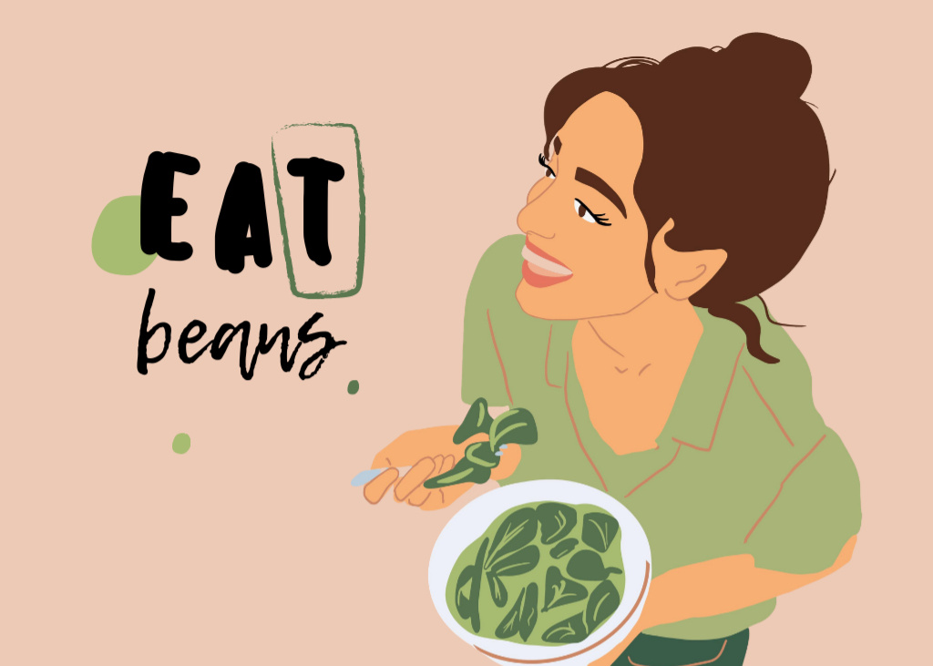 Designvorlage Vegan Lifestyle Concept With Beans on Beige für Postcard 5x7in