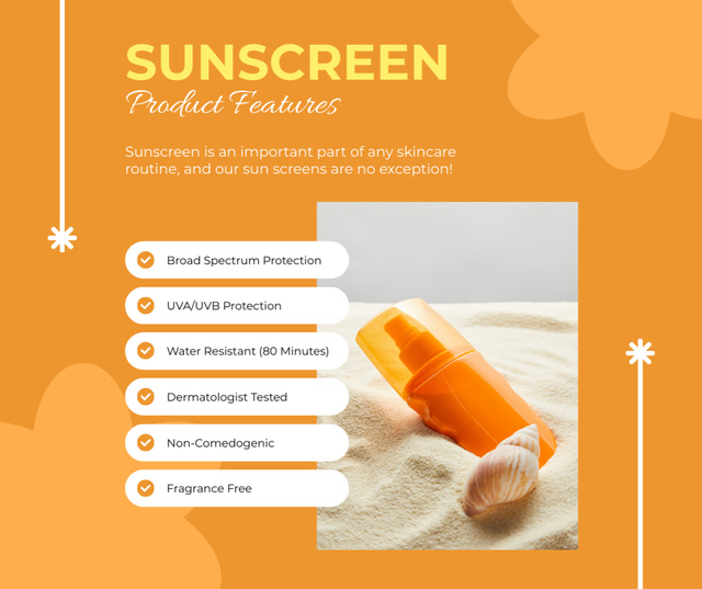 Designvorlage Sunscreen Using Benefits für Facebook