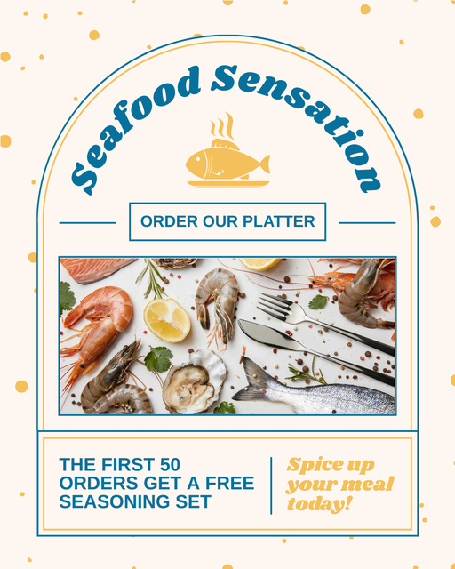 Offer of Seafood Sensation Instagram Post Vertical Design Template