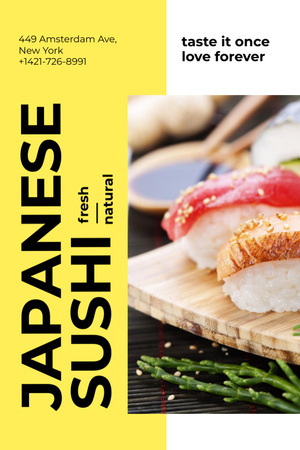 Japanese Restaurant Advertisement with Fresh Sushi Flyer 4x6in tervezősablon