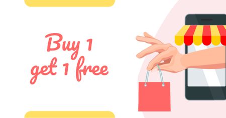 Ontwerpsjabloon van Facebook AD van Purchase Offer with Hand holding Shopping Bag