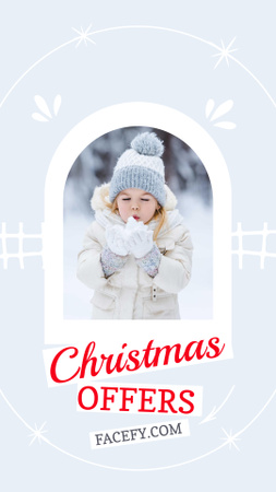 Ontwerpsjabloon van Instagram Story van Christmas Holiday Offer with Cute Kid