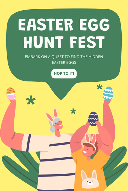 Ontwerpsjabloon van Pinterest van Easter Egg Hunt Festival Event Announcement