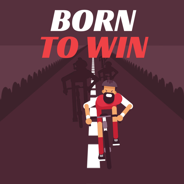 Cyclist Racing on Road Animated Postデザインテンプレート