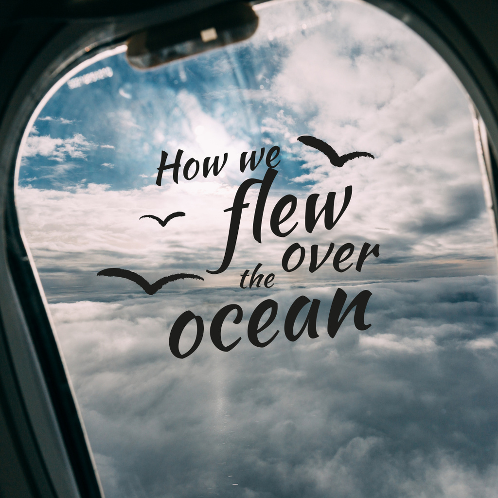 Flying Over Ocean And Plane Flying In Blue Sky Instagram Šablona návrhu