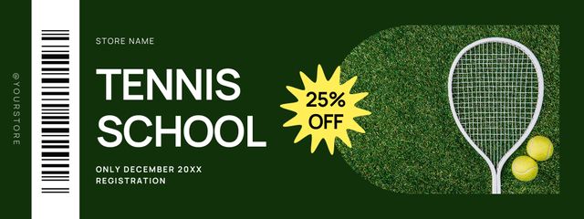 Tennis School Promotion with Discount Couponデザインテンプレート