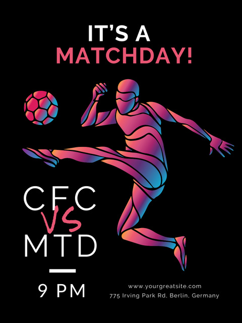 Football Match Announcement with Ball Poster US Modelo de Design