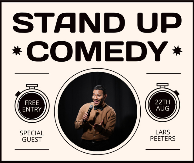 Free Entry Standup Comedy Show Announcement Facebook Design Template