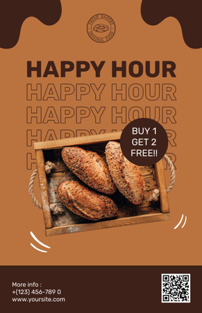 Happy Hours in Bakery Announcement Recipe Card Modelo de Design