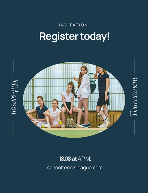 Tennis Match for Schoolgirls Invitation 13.9x10.7cm Design Template