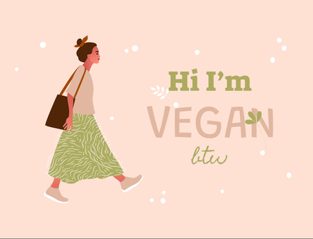 Vegan Lifestyle Concept with Stylish Woman Postcard 4.2x5.5in Design Template