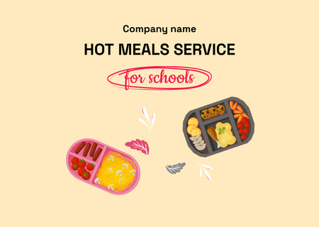 Offer of Hot Meals Service Flyer A6 Horizontal Design Template