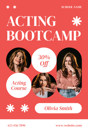 Discount on Acting Courses at Bootcamp Pinterest Design Template