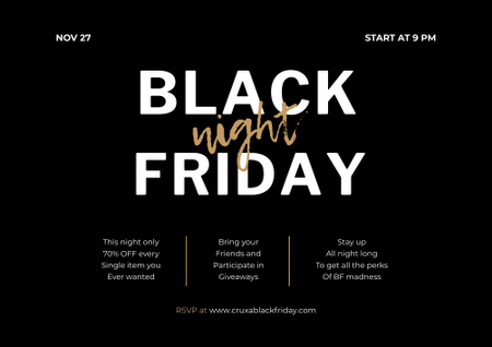Platilla de diseño Black Friday Night Sale Announcement Poster B2 Horizontal
