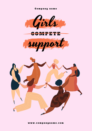 Plantilla de diseño de Girl Power con mujeres diversas Poster 