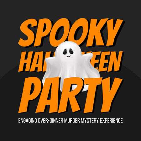 Spooky Halloween Party With Dinner And Ghost Animated Post Design Template