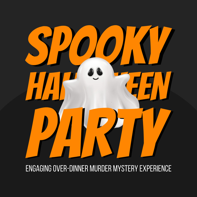 Spooky Halloween Party With Dinner And Ghost Animated Postデザインテンプレート