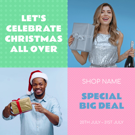 People celebrating Christmas in July  Animated Post Design Template