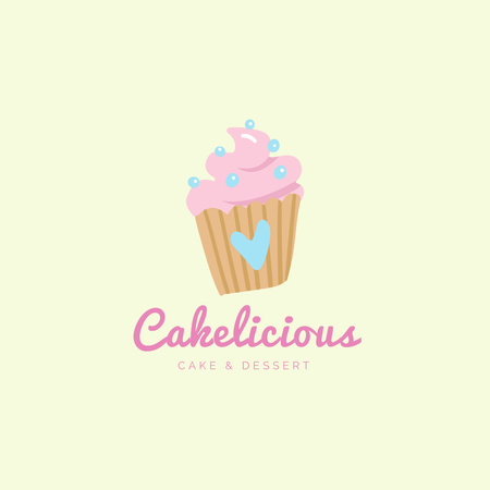 パン屋広告とおいしいカップケーキイラスト Instagramデザインテンプレート