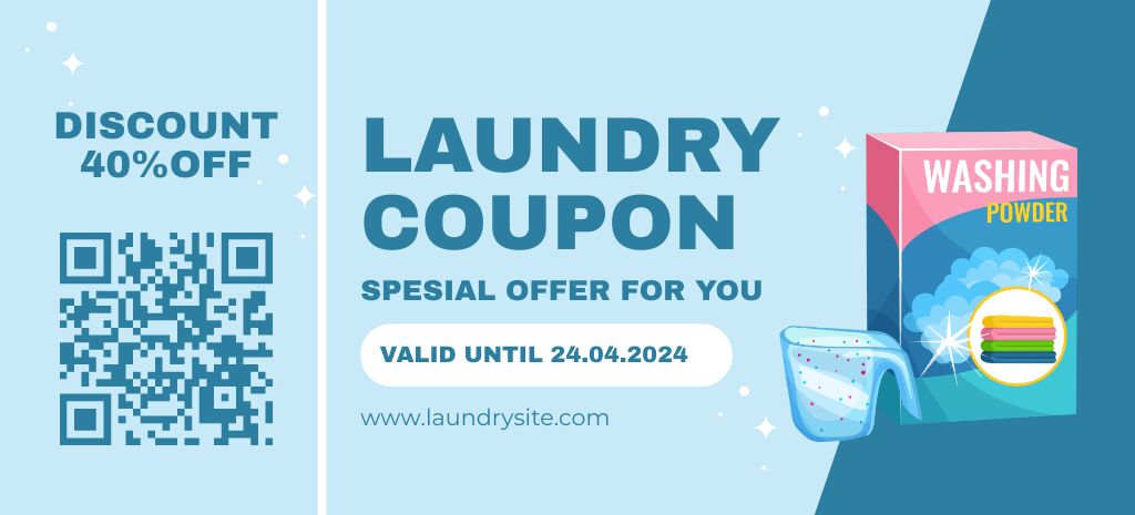 Offer Discounts on Laundry Service with Washing Powder Coupon 3.75x8.25in Design Template