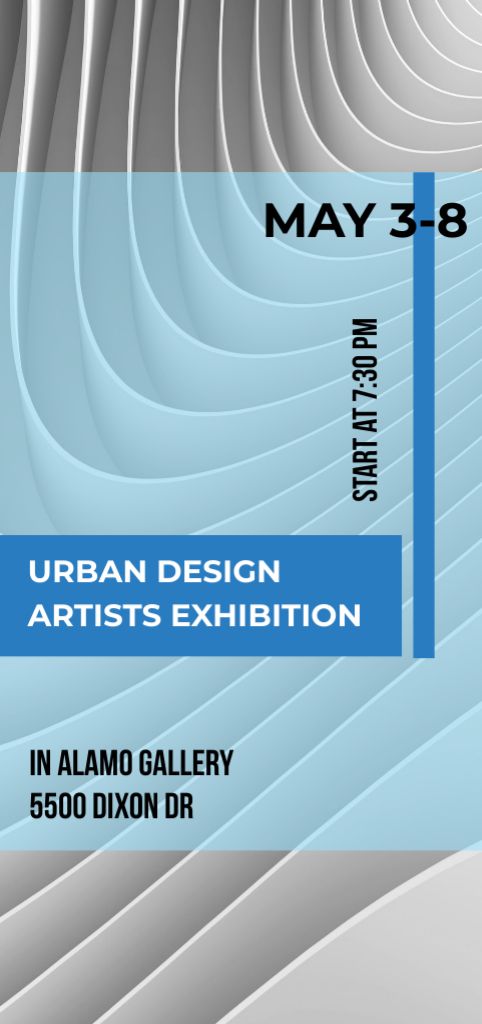 Urban Design Artists Exhibition Ad with White Abstract Waves Flyer DIN Large – шаблон для дизайну