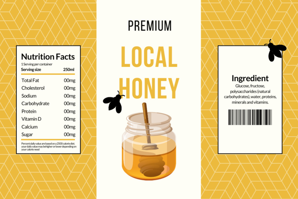 Yellow Tag for Premium Local Honey Label Tasarım Şablonu