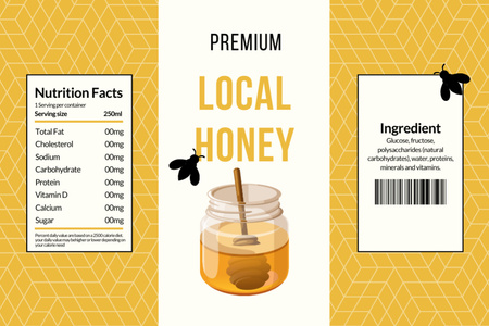 Ontwerpsjabloon van Label van Geel label voor premium lokale honing