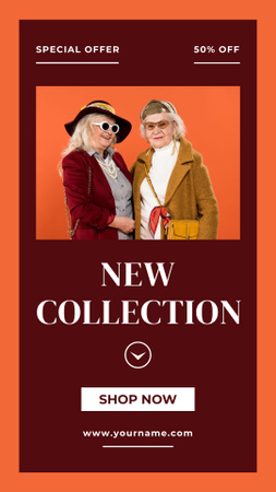 Designvorlage New Fashion Collection For Elderly With Discount für Instagram Story