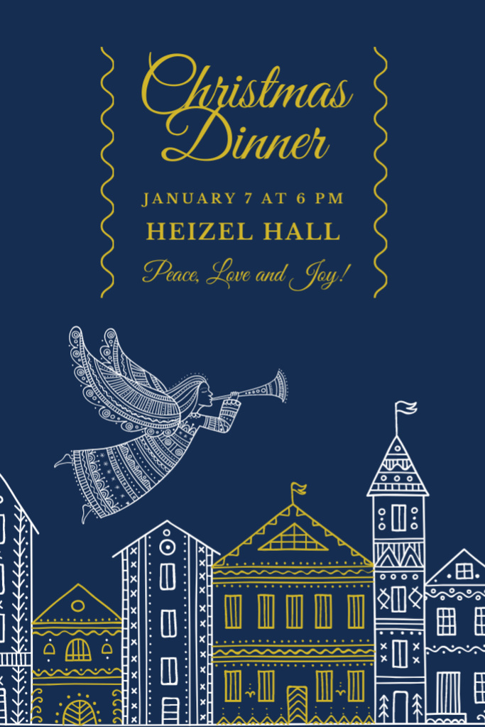 Designvorlage Delightful Orthodox Christmas Dinner Announcement In Blue für Flyer 4x6in