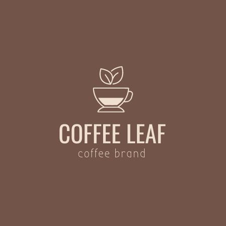 Coffee Shop Ad with Cup and Leaves Logo Šablona návrhu