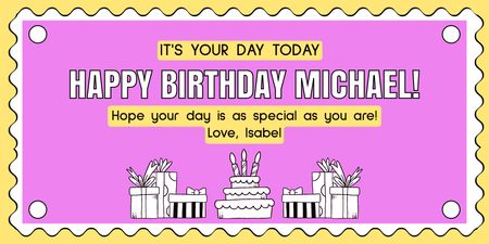 Greeting and Wishes on Birthday Twitter Design Template