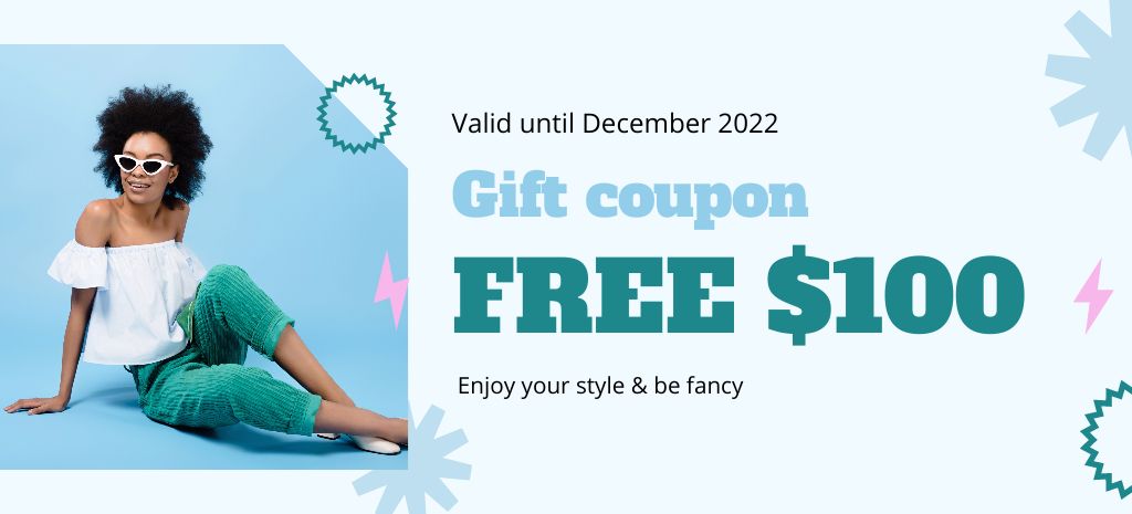 Fashion Clothes Discount on Blue Coupon 3.75x8.25in Design Template
