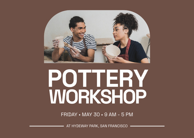Handmade Pottery Workshop Announcement In Spring Card – шаблон для дизайну