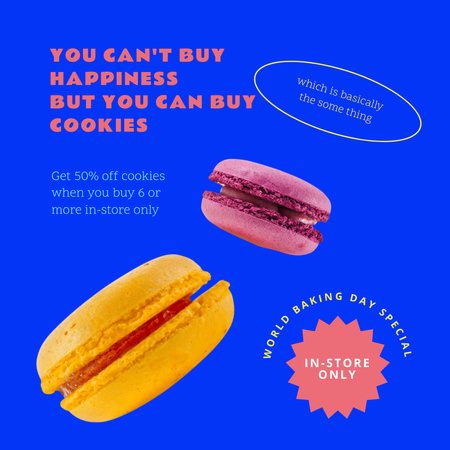 Cookies Sale Ad with Colorful Macaroons  Instagram Tasarım Şablonu