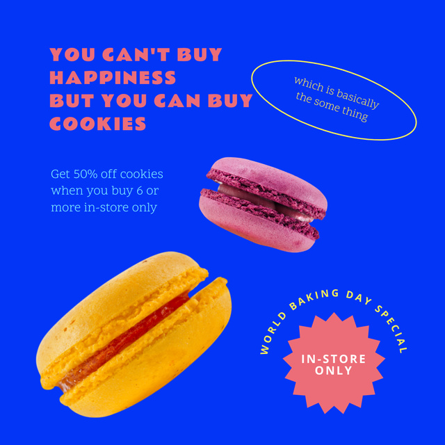 Cookies Sale Ad with Colorful Macaroons  Instagramデザインテンプレート