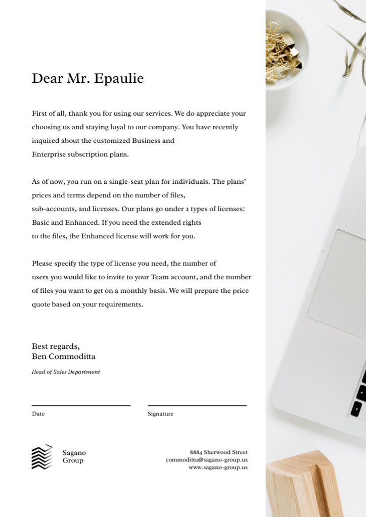 Plantilla de diseño de Business Company Official Response Letterhead 