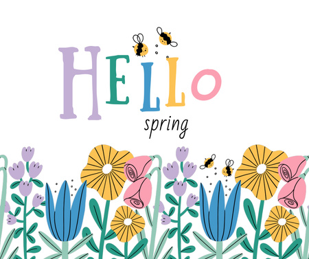 Spring Inspiration with Bright Flowers Facebook Design Template