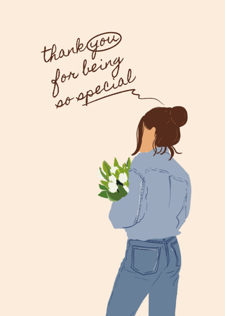 Thank You for Being So Special from Romantic Girl Postcard 5x7in Vertical Design Template
