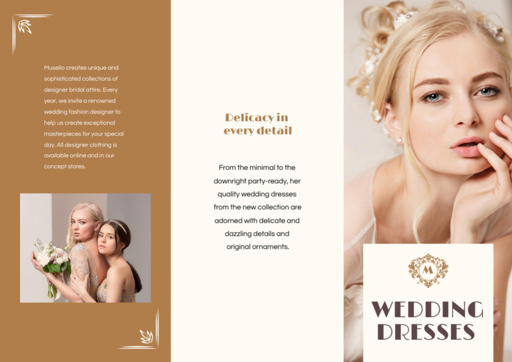 Wedding Dresses New Collection with Beautiful Young Bride Brochure Din Large Z-fold Šablona návrhu