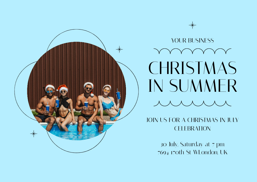 Luxury X-mas Party in Summer Flyer A6 Horizontal Design Template