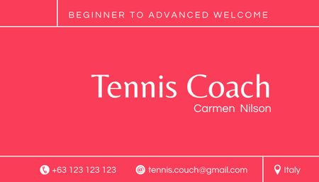 Tennis Coach Service Offer Business Card US Design Template