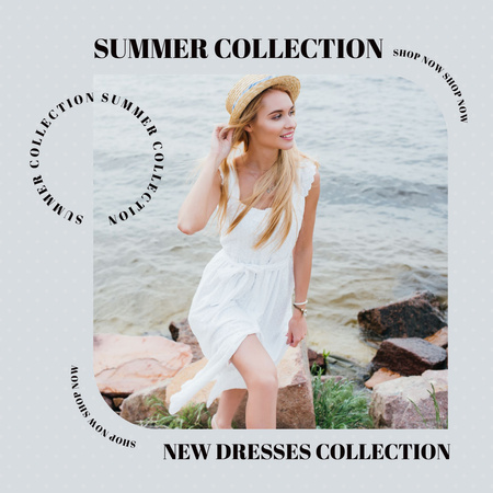Sale of with Summer Collection with Attractive Blonde Instagram Design Template