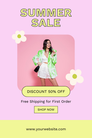 Summer Discount for Clothes on Pink Pinterest Design Template