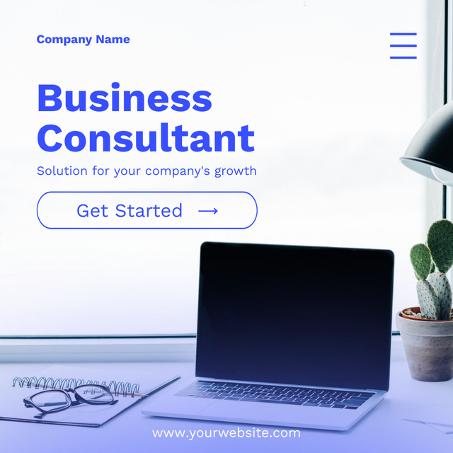 Template di design Services of Business Consultant with Laptop on Table Instagram