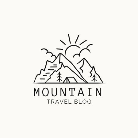 Promo Blog for Travelers in Mountains Logo 1080x1080px – шаблон для дизайна