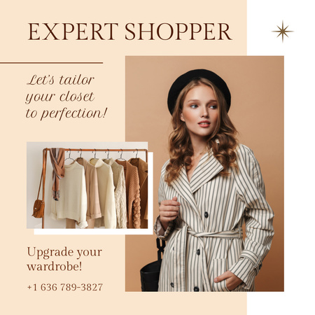 Experienced Shopper Service Offer With Slogan Animated Post Design Template