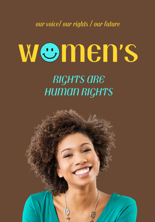 Template di design Consapevolezza sui diritti delle donne con la donna sorridente Poster 28x40in